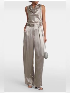 STAUD Luisa Pleated High-Rise Wide-Legged Pants